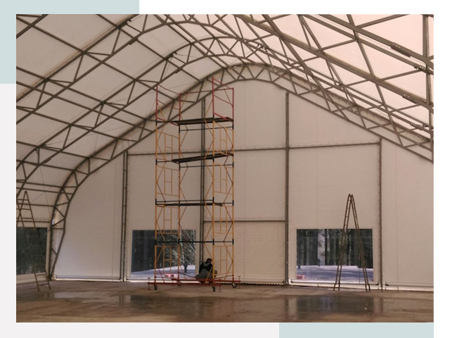 Шатровые ангары в Сосновом Боре